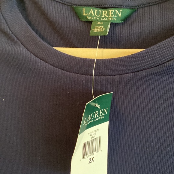 Ralph Lauren NWT women’s size 2X ribbed navy long sleeve top - Picture 2 of 4